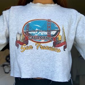 John galt san francisco grey cropped crew neck